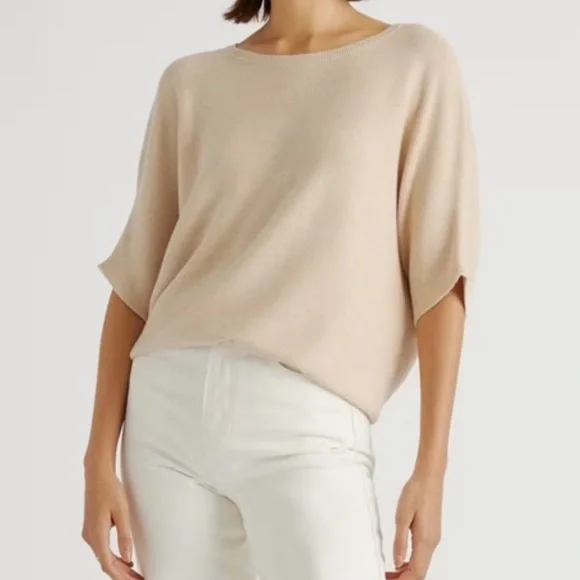 Quince Women's Cashmere Lightweight Link-Organic Cotton Crew Neck Sweater Top - Picture 11 of 11